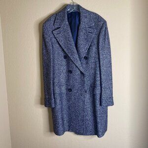 kiton cashmere blend tweed coat